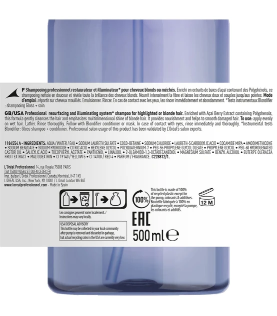 L'Oréal Professionnel Serie Expert Blondifier Shampoo Gloss 500ml  ...