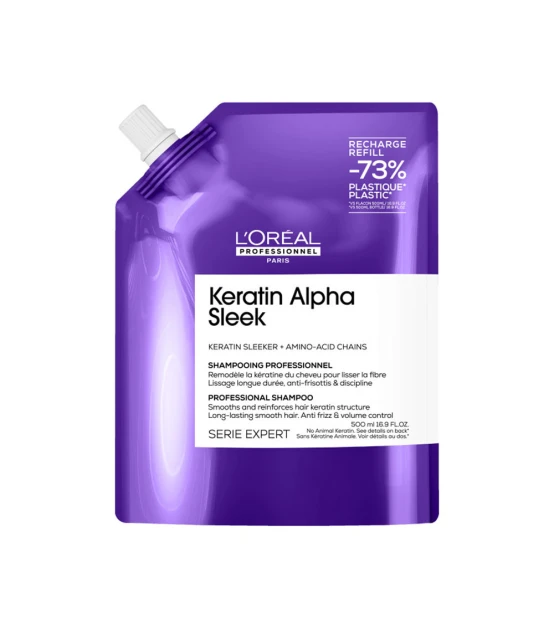L'Oréal Professionnel Keratin Alpha Sleek Shampoo Refill 500ml  | C...